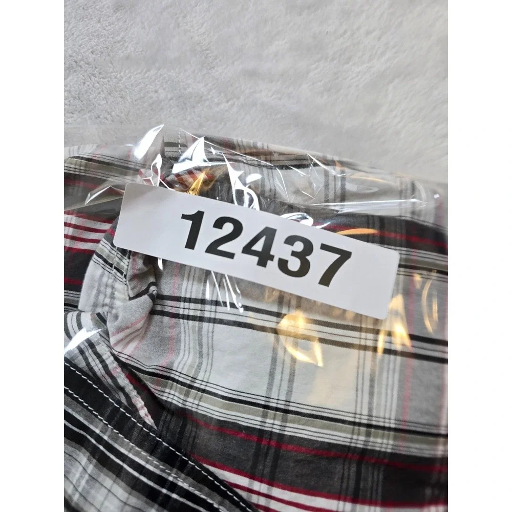 True Religion Western Utility Shirt Mens 2XL Black White Red Plaid Cotton LS